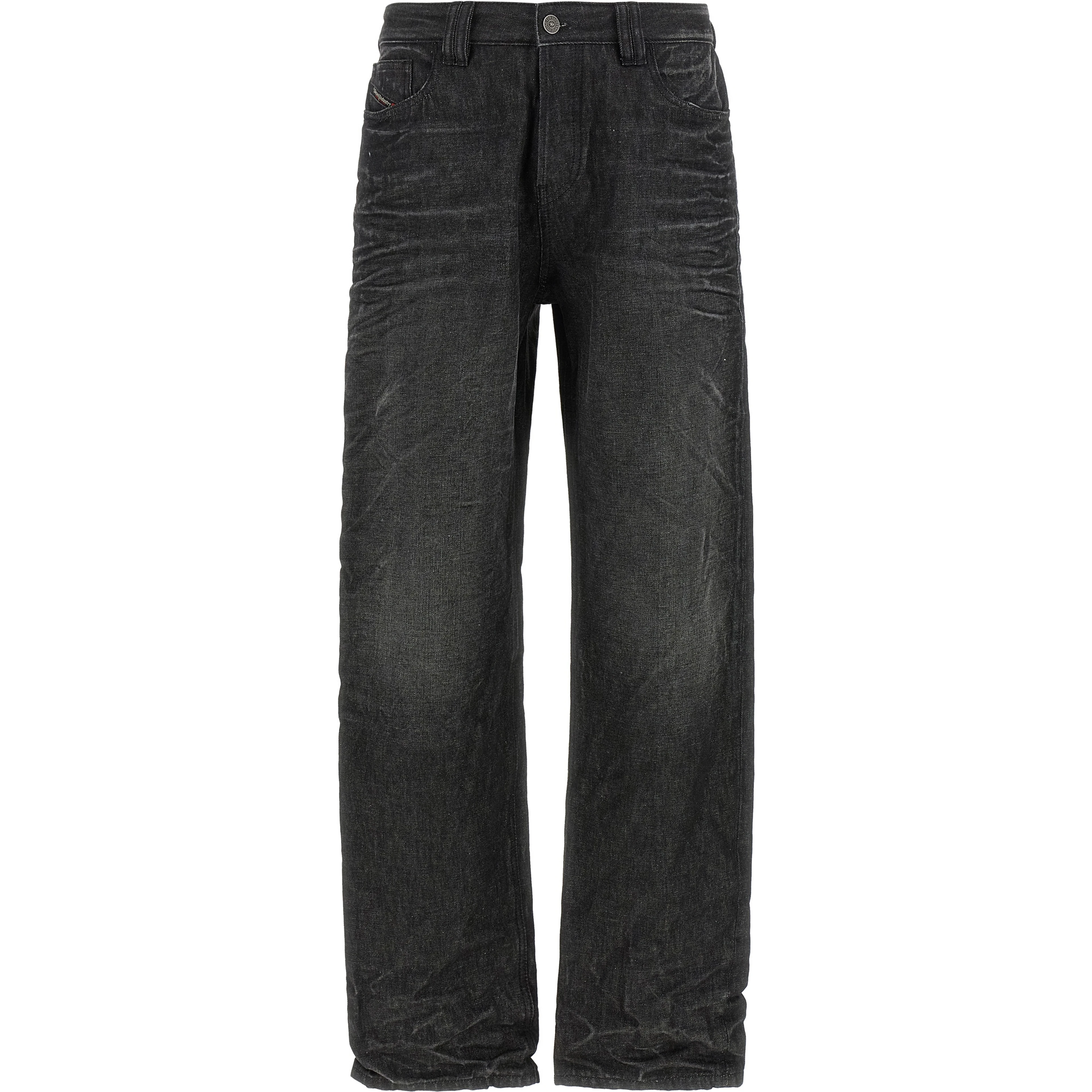 Gray Cotton Straight-Leg Jeans