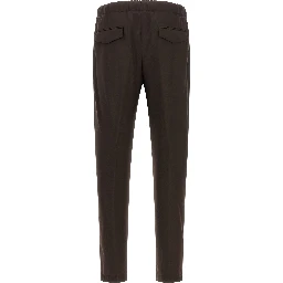 Brown Virgin Wool Casual Pants