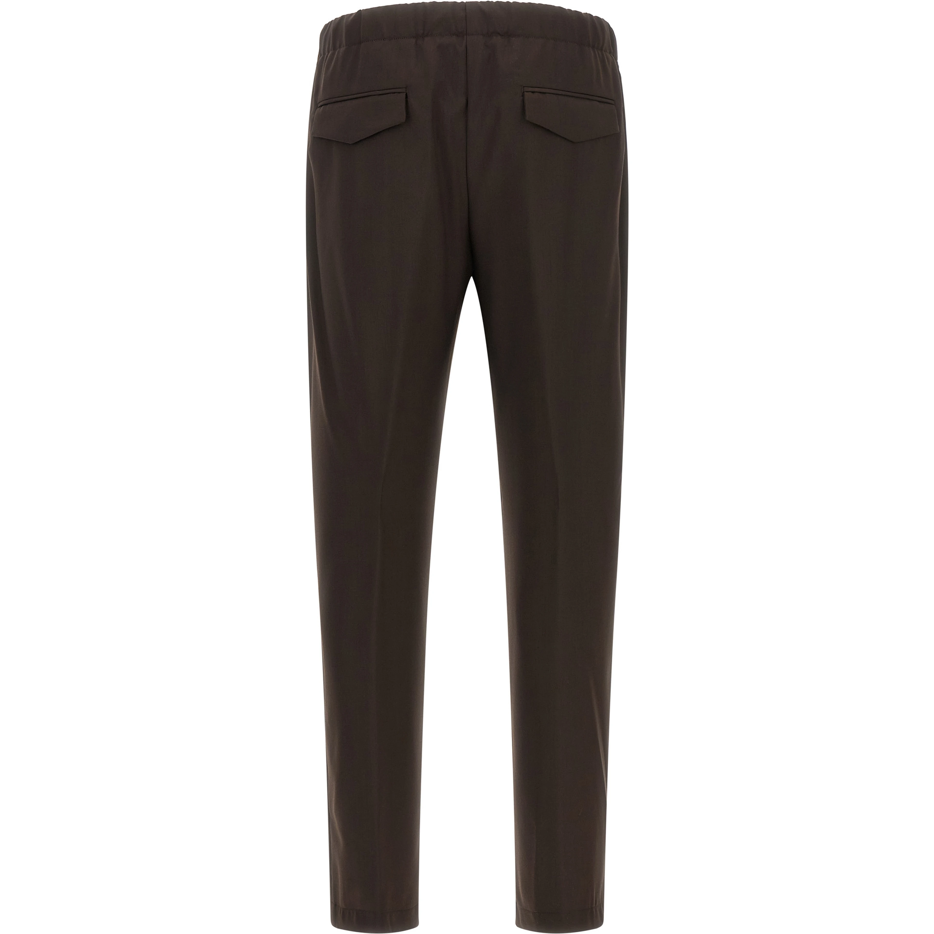 Brown Virgin Wool Casual Pants