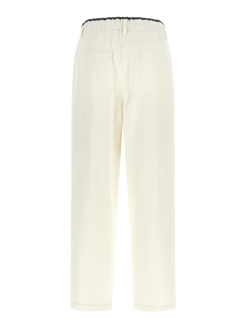 White Cotton Casual Pants