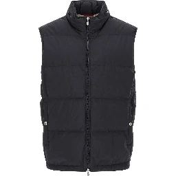 Blue Polyester Sleeveless Jacket