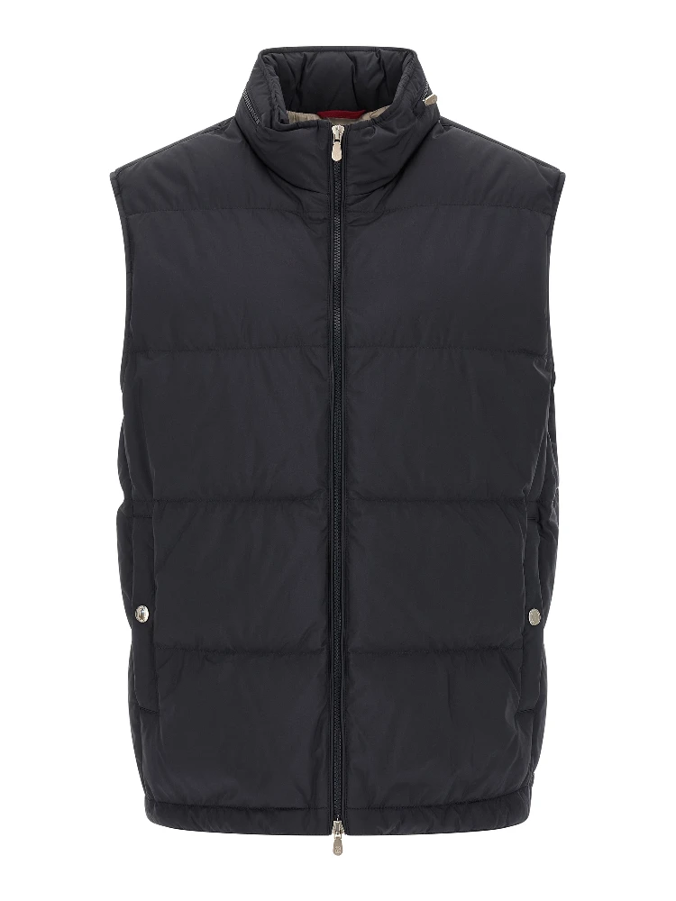 Blue Polyester Sleeveless Jacket