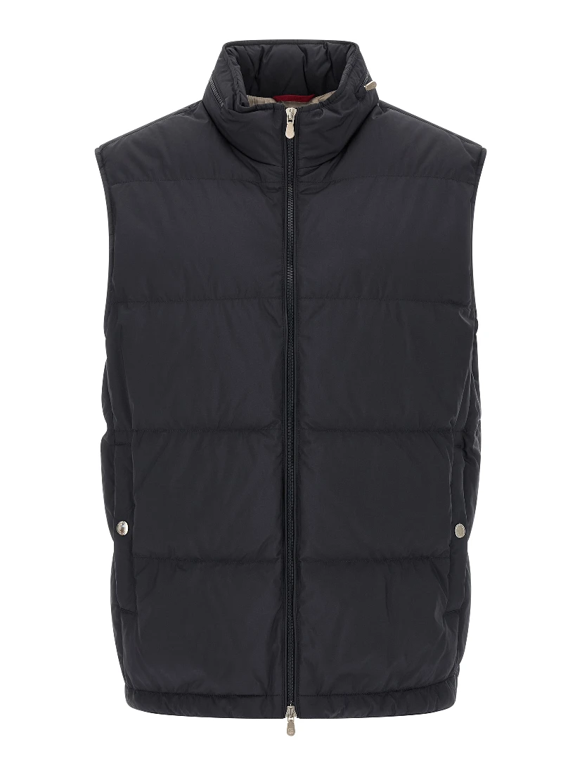 Blue Polyester Sleeveless Jacket