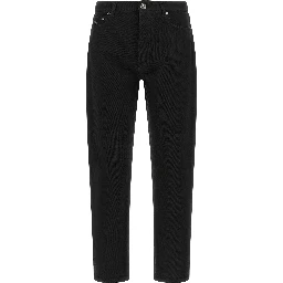 Black Cotton Straight-Leg Jeans