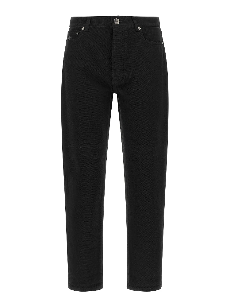 Black Cotton Straight-Leg Jeans