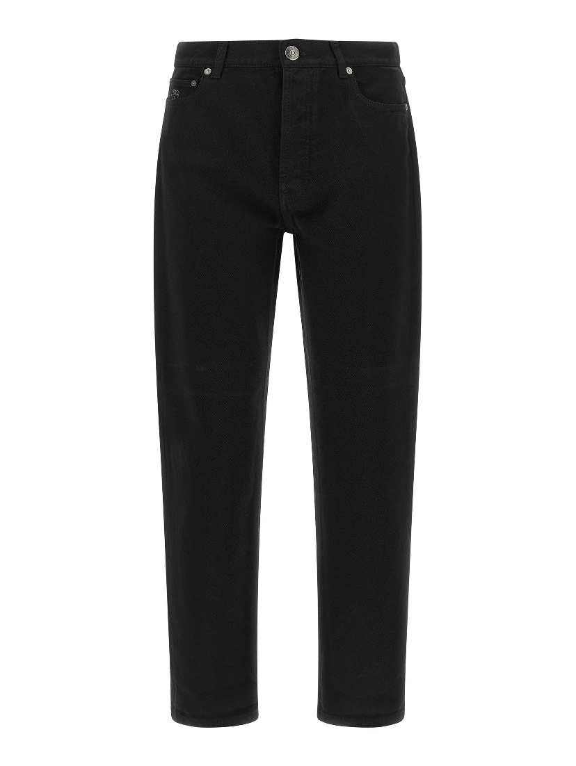 Black Cotton Straight-Leg Jeans