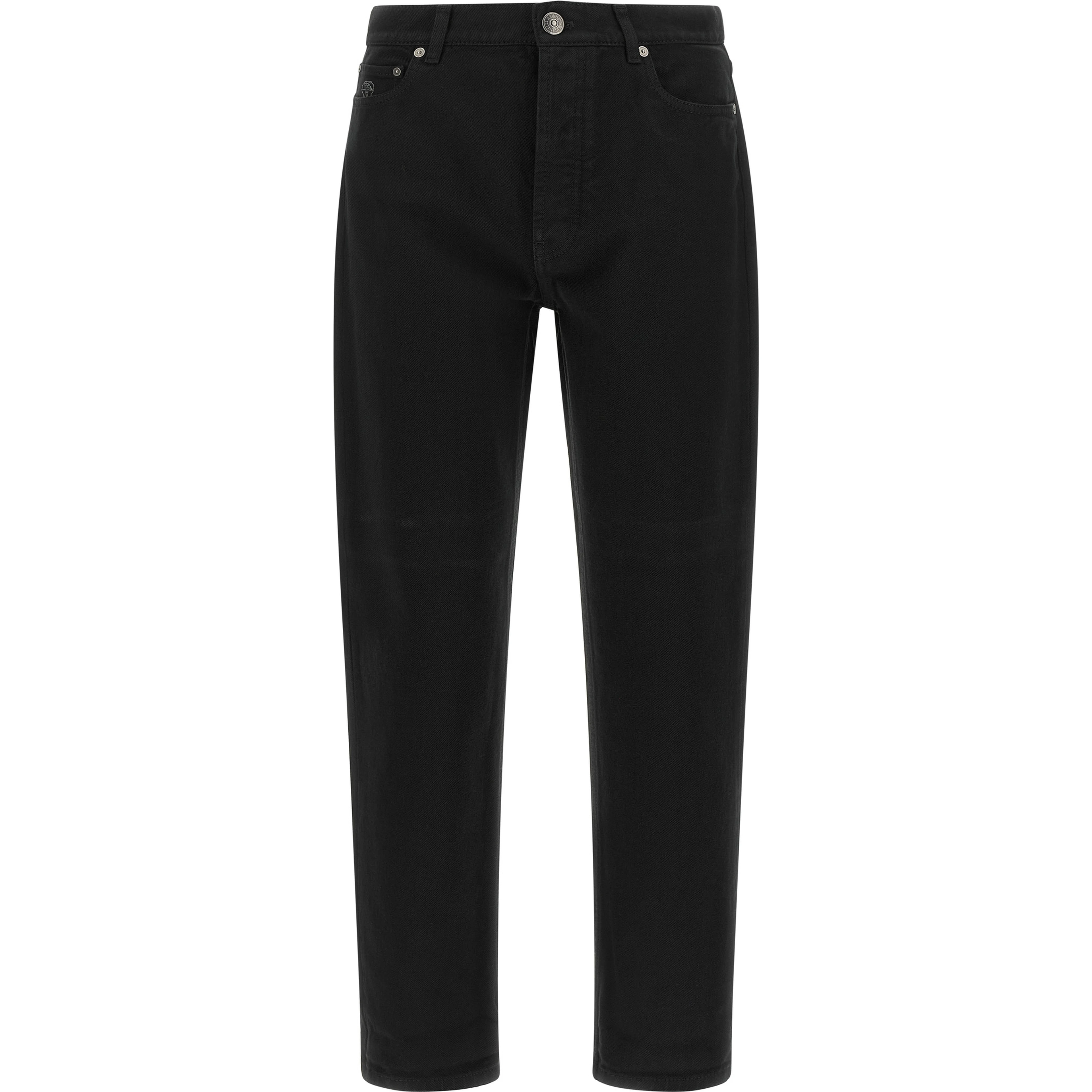 Black Cotton Straight-Leg Jeans