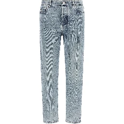 Blue Cotton High-Waisted Jean