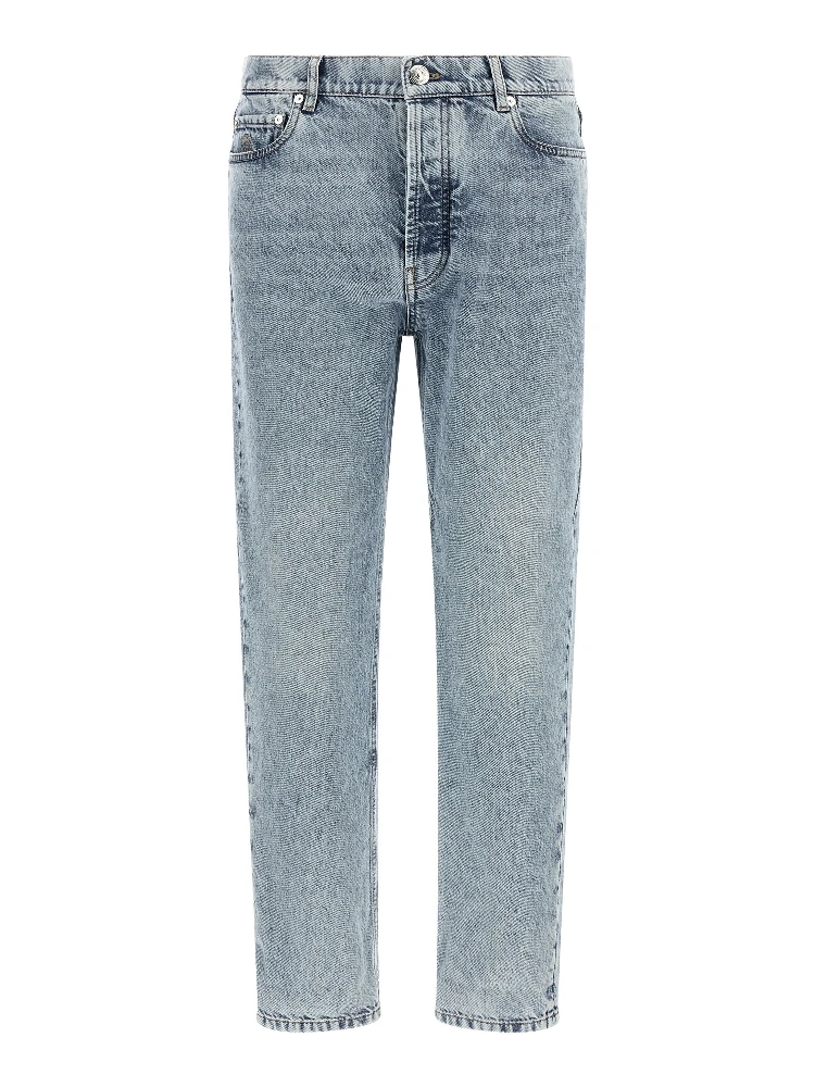 Blue Cotton High-Waisted Jean