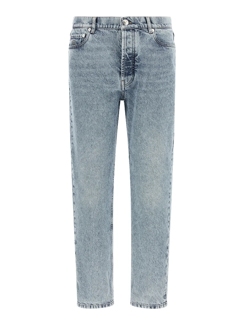 Blue Cotton High-Waisted Jean