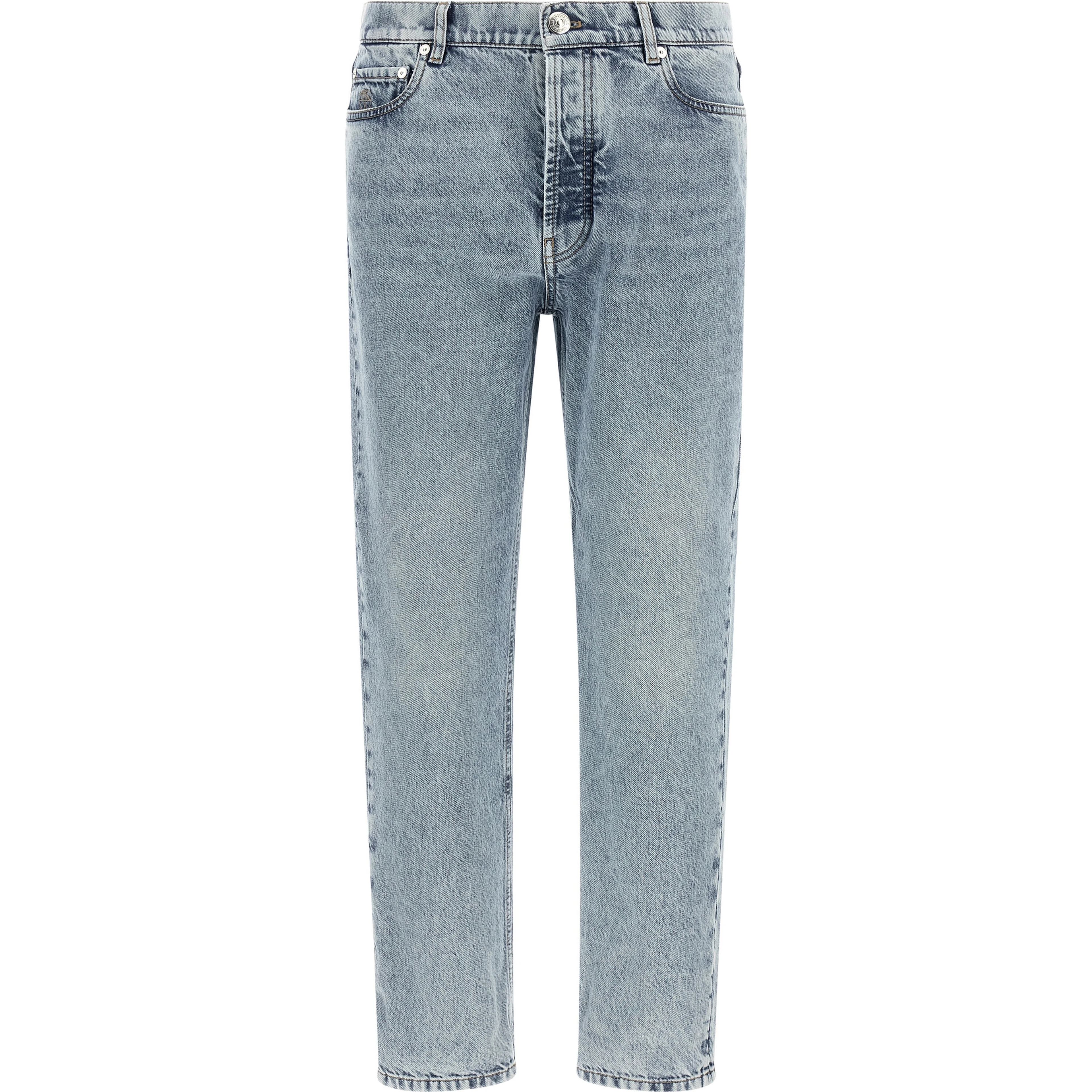 Blue Cotton High-Waisted Jean