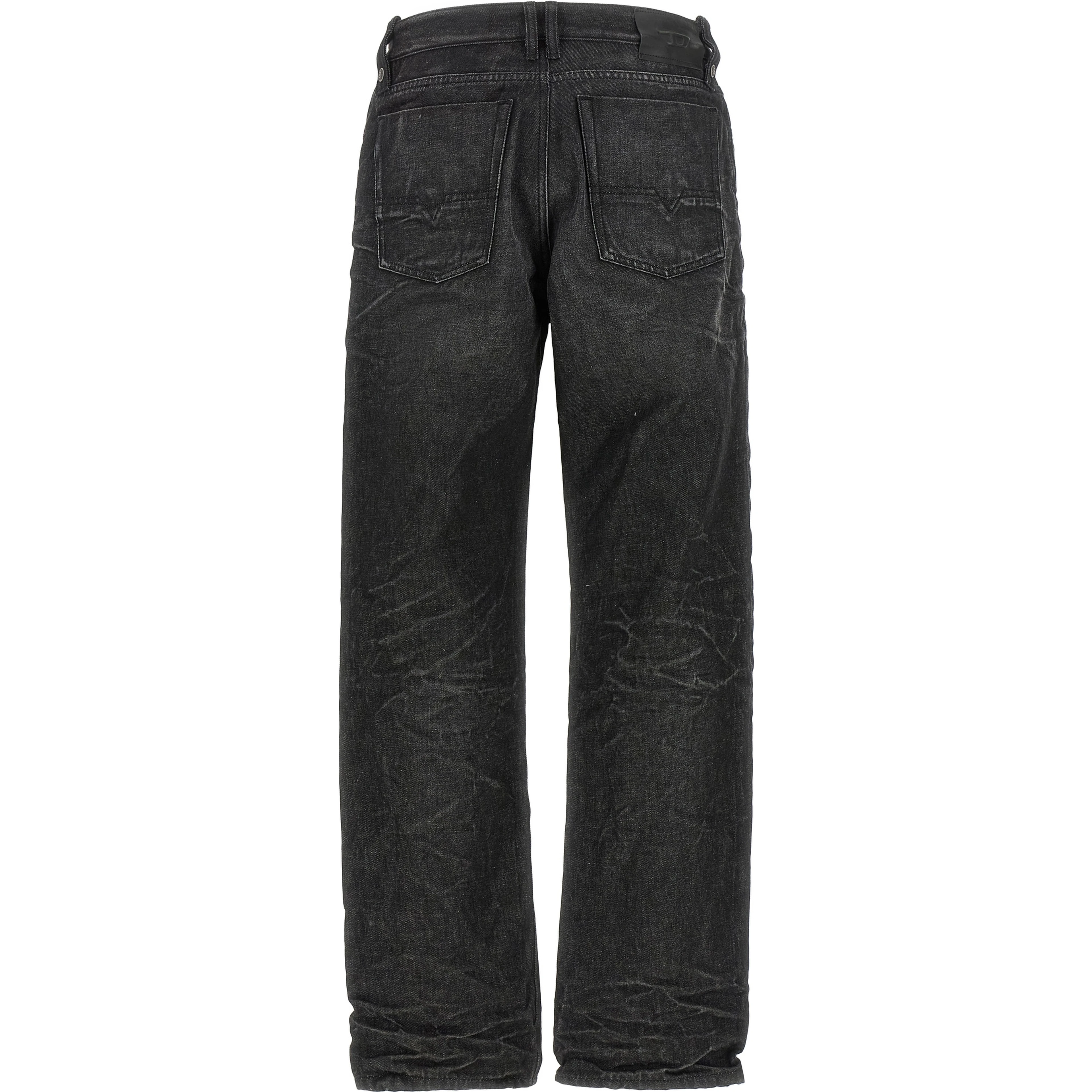 Gray Cotton Straight-Leg Jeans