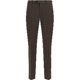 Brown Cotton Casual Pants