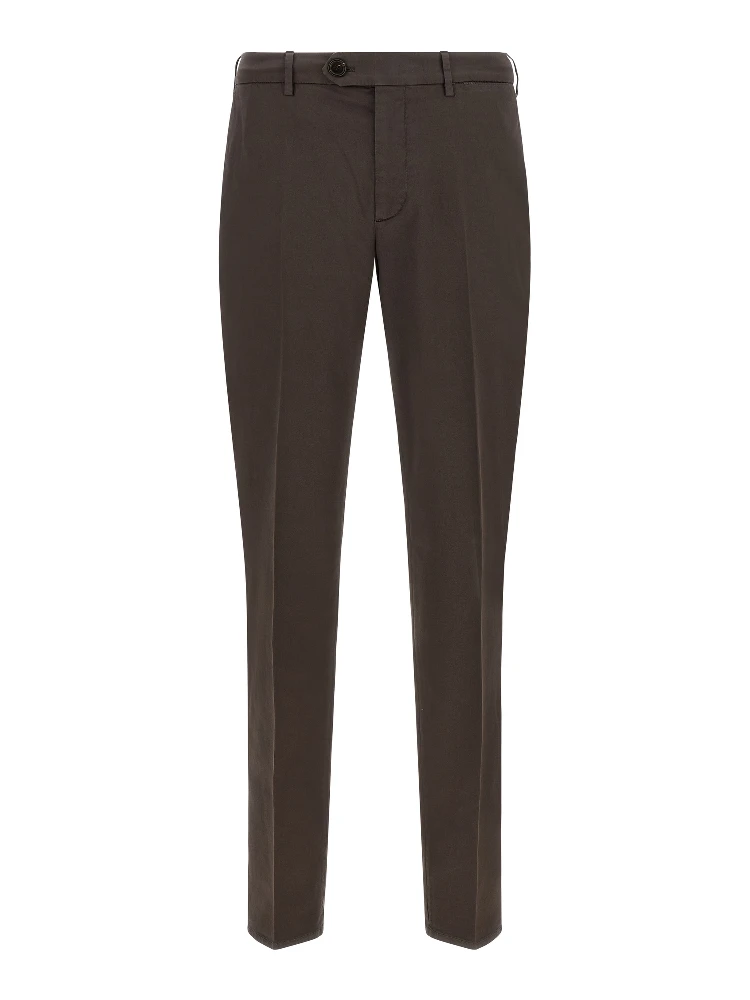 Brown Cotton Casual Pants