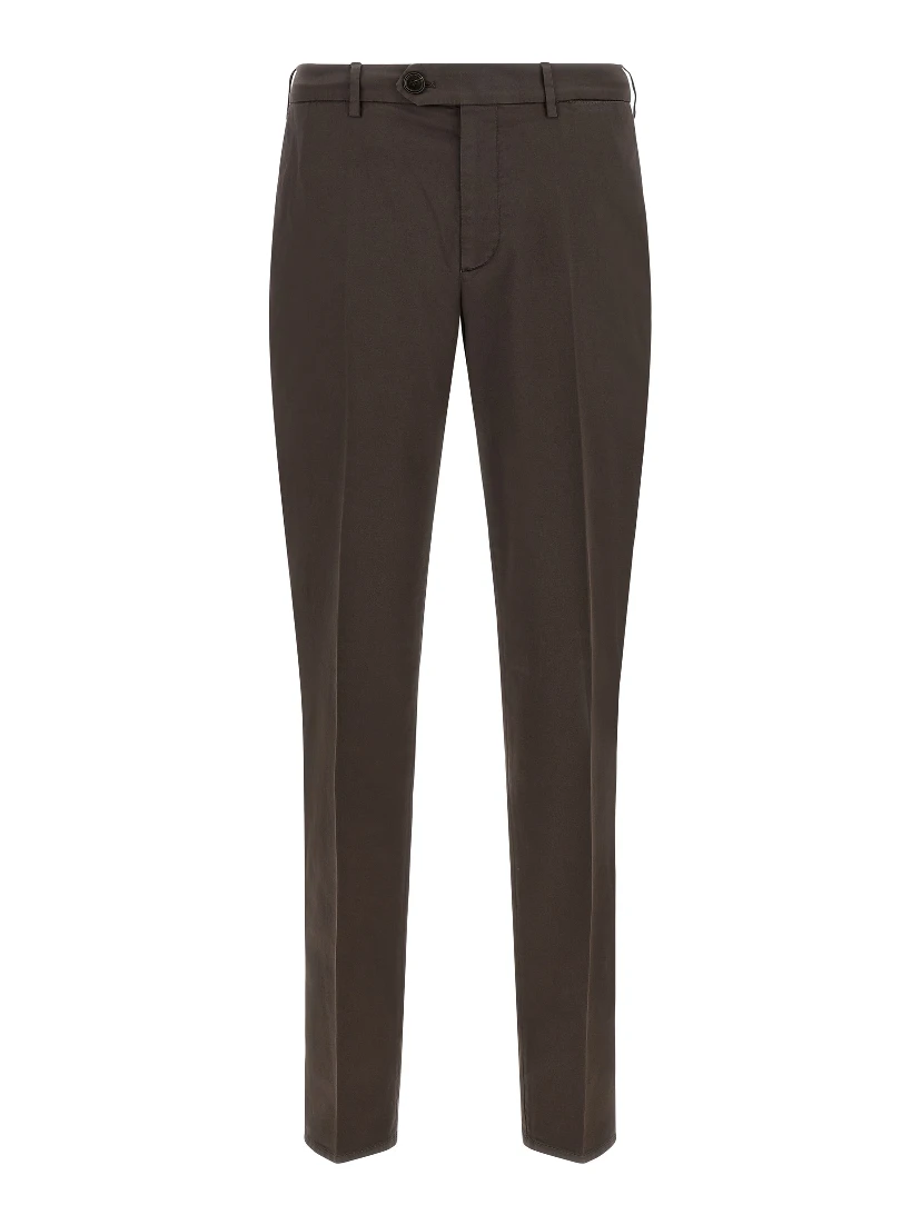 Brown Cotton Casual Pants