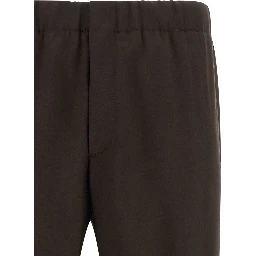 Brown Virgin Wool Casual Pants