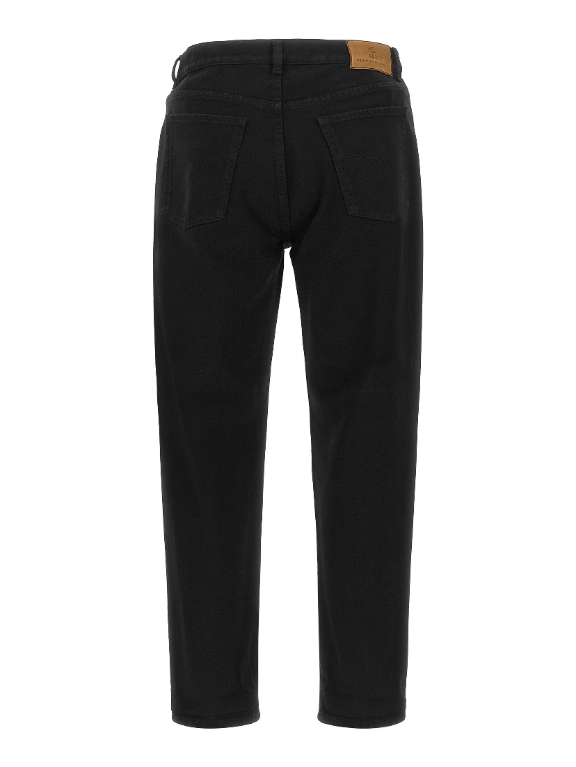 Black Cotton Straight-Leg Jeans