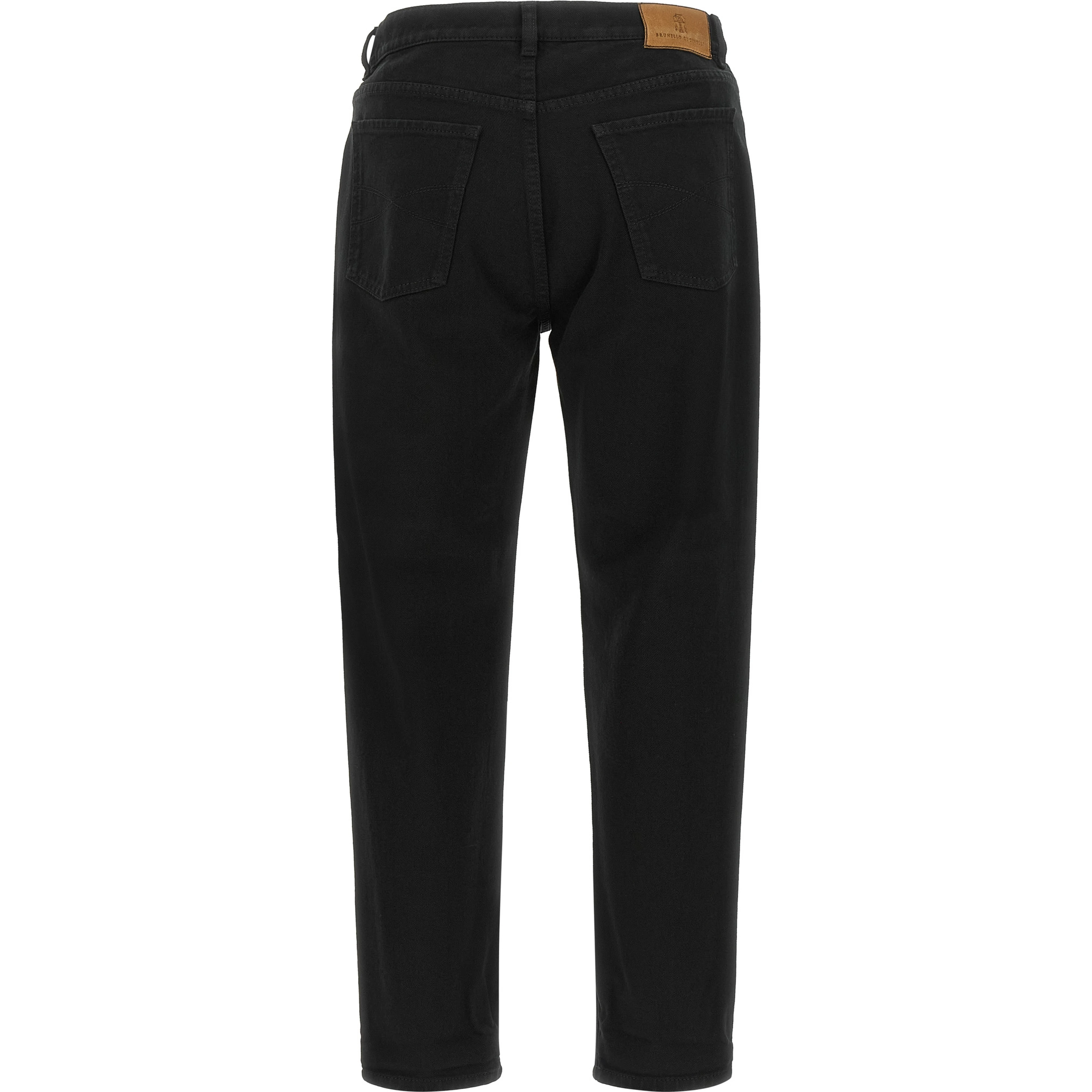 Black Cotton Straight-Leg Jeans