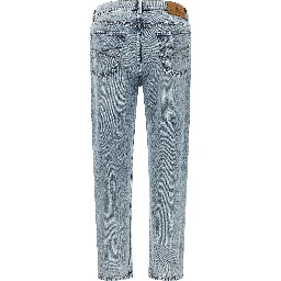 Blue Cotton High-Waisted Jean