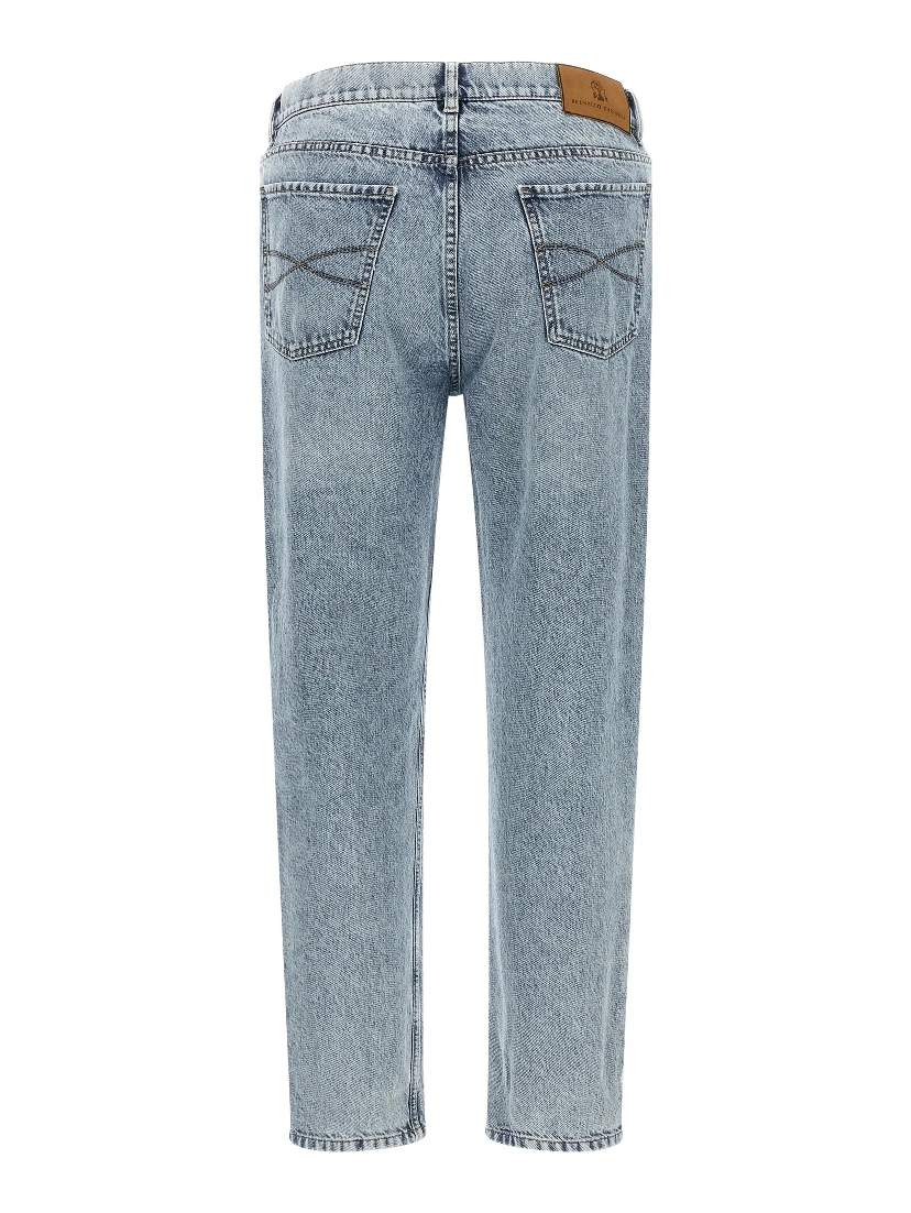 Blue Cotton High-Waisted Jean
