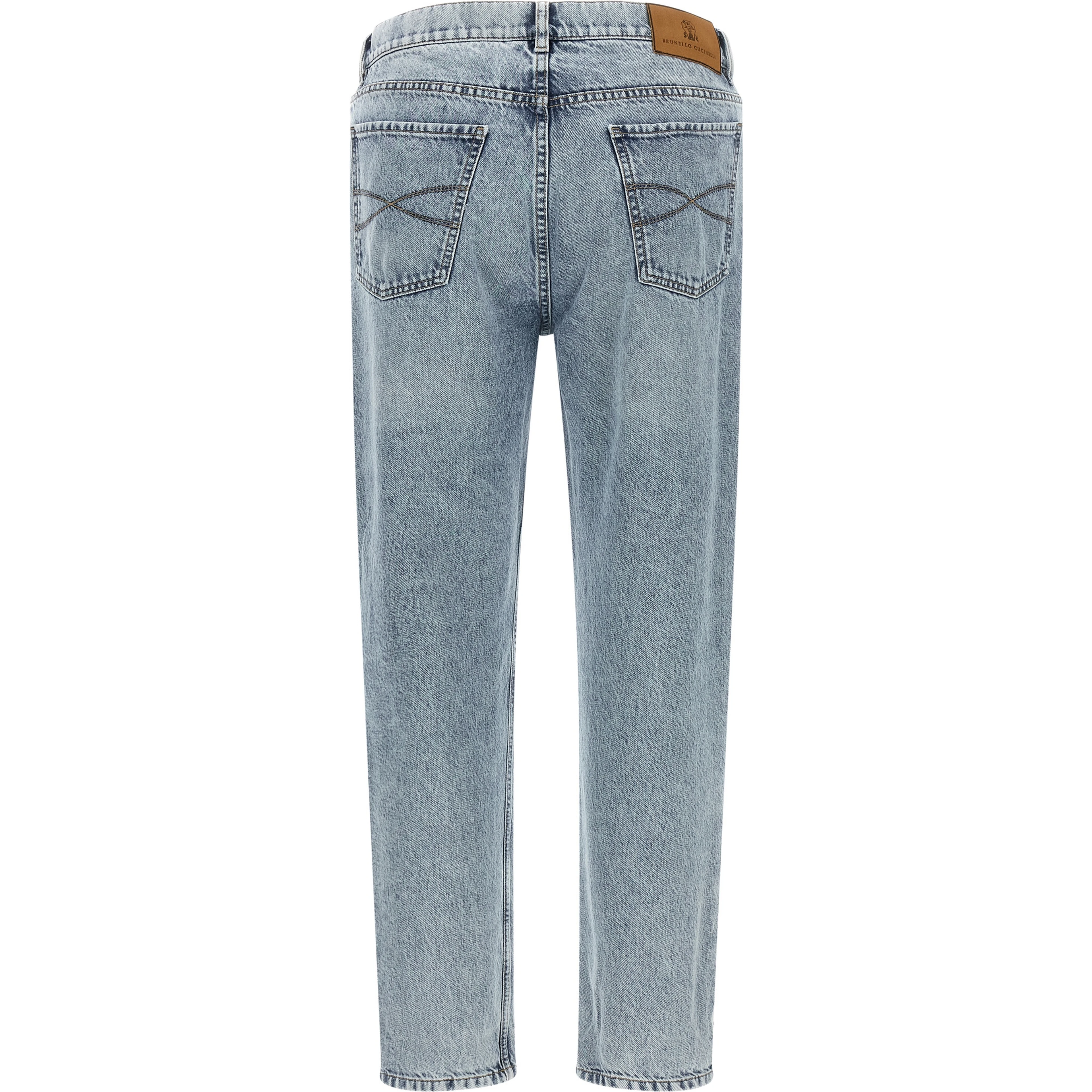 Blue Cotton High-Waisted Jean