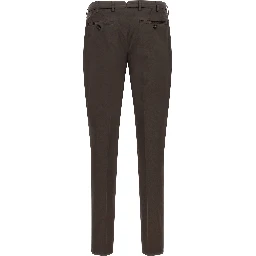 Brown Cotton Casual Pants
