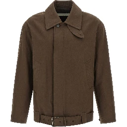 Brown Cotton Full-Length Jacket