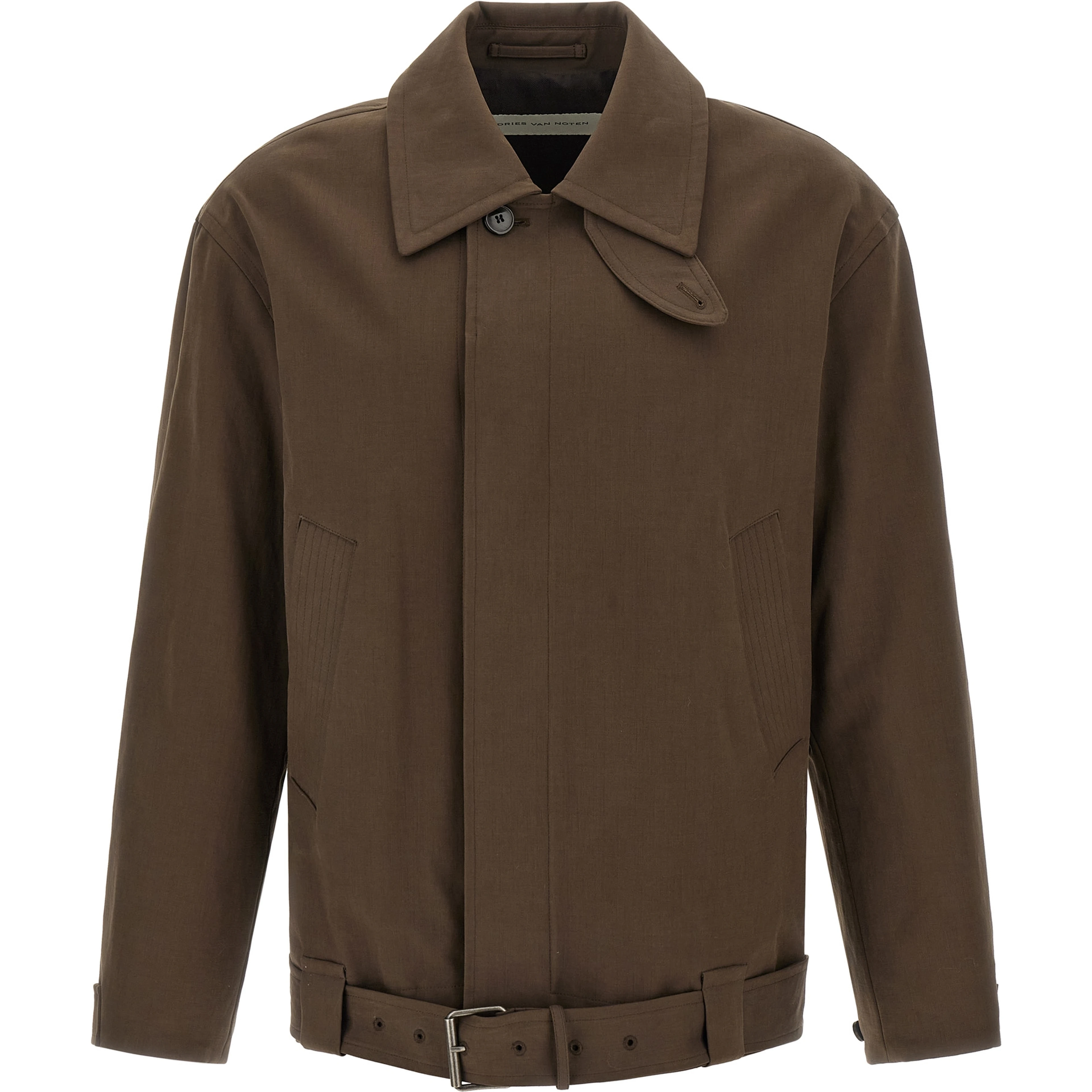 Brown Cotton Full-Length Jacket