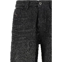 Gray Cotton Straight-Leg Jeans
