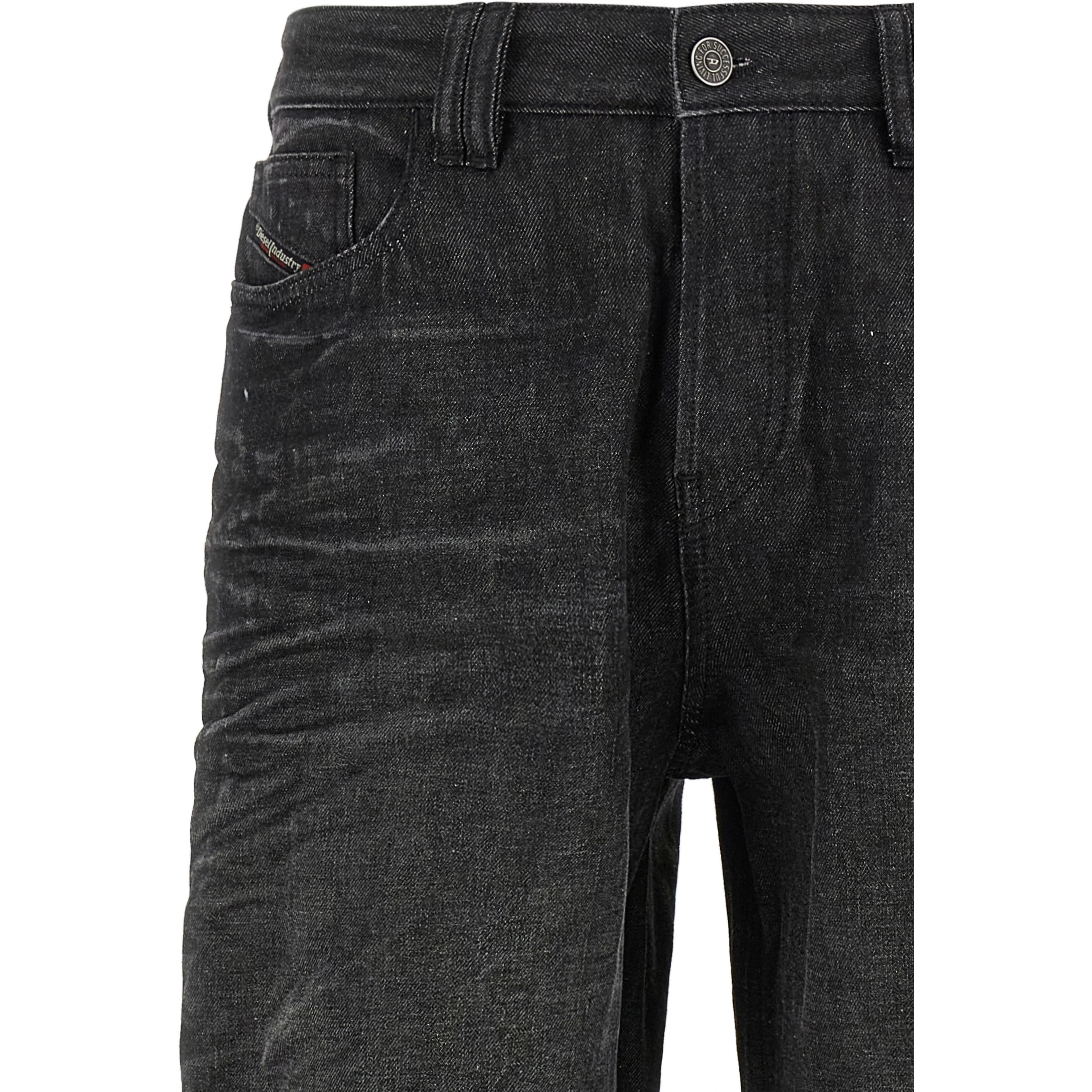 Gray Cotton Straight-Leg Jeans