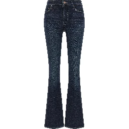 Blue Cotton Flared Jeans