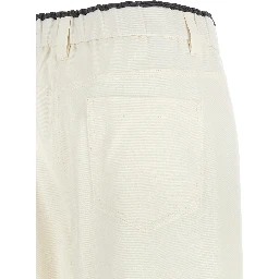 White Cotton Casual Pants