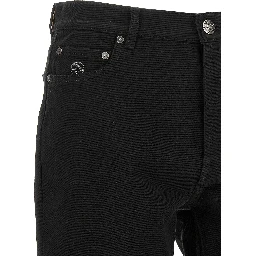 Black Cotton Straight-Leg Jeans