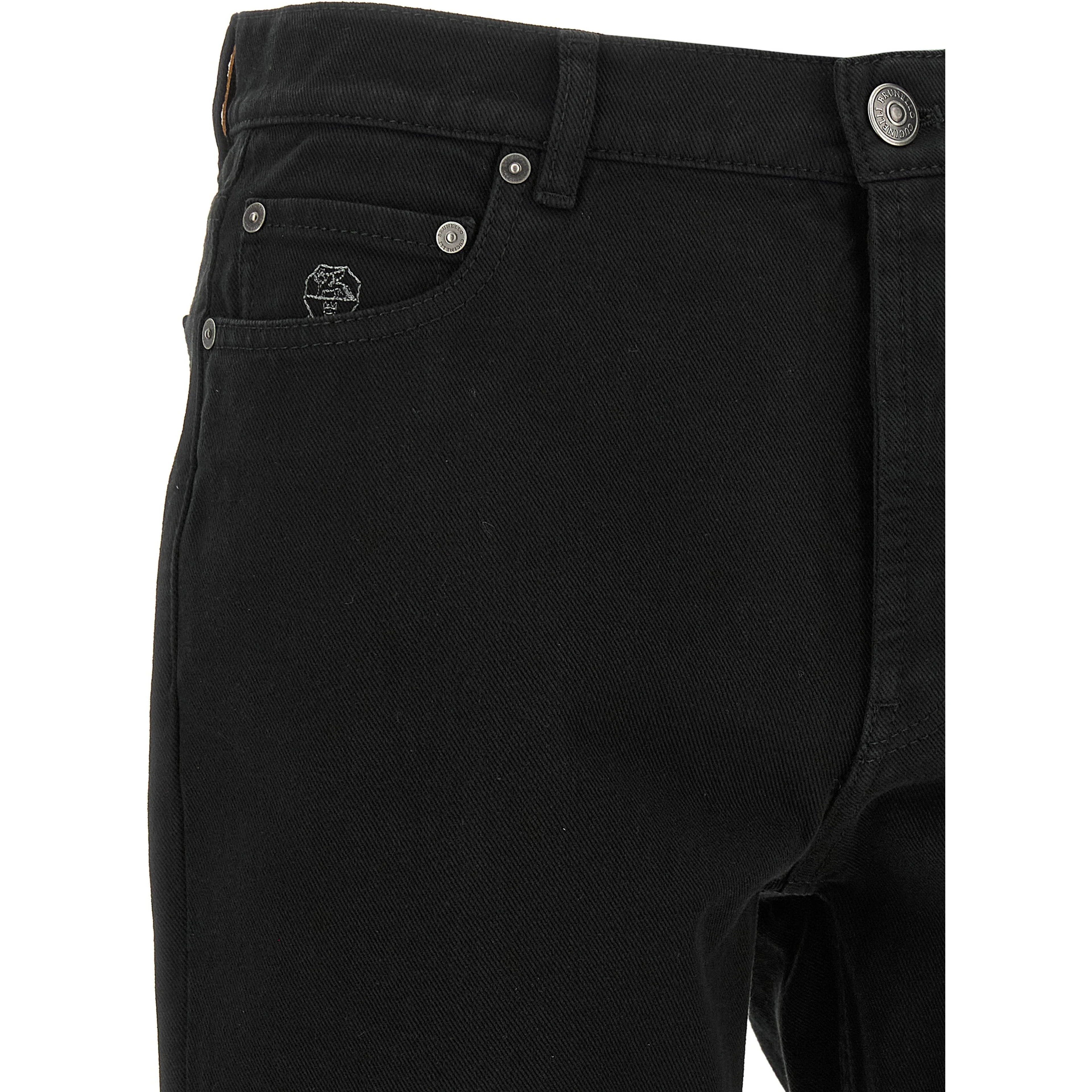 Black Cotton Straight-Leg Jeans