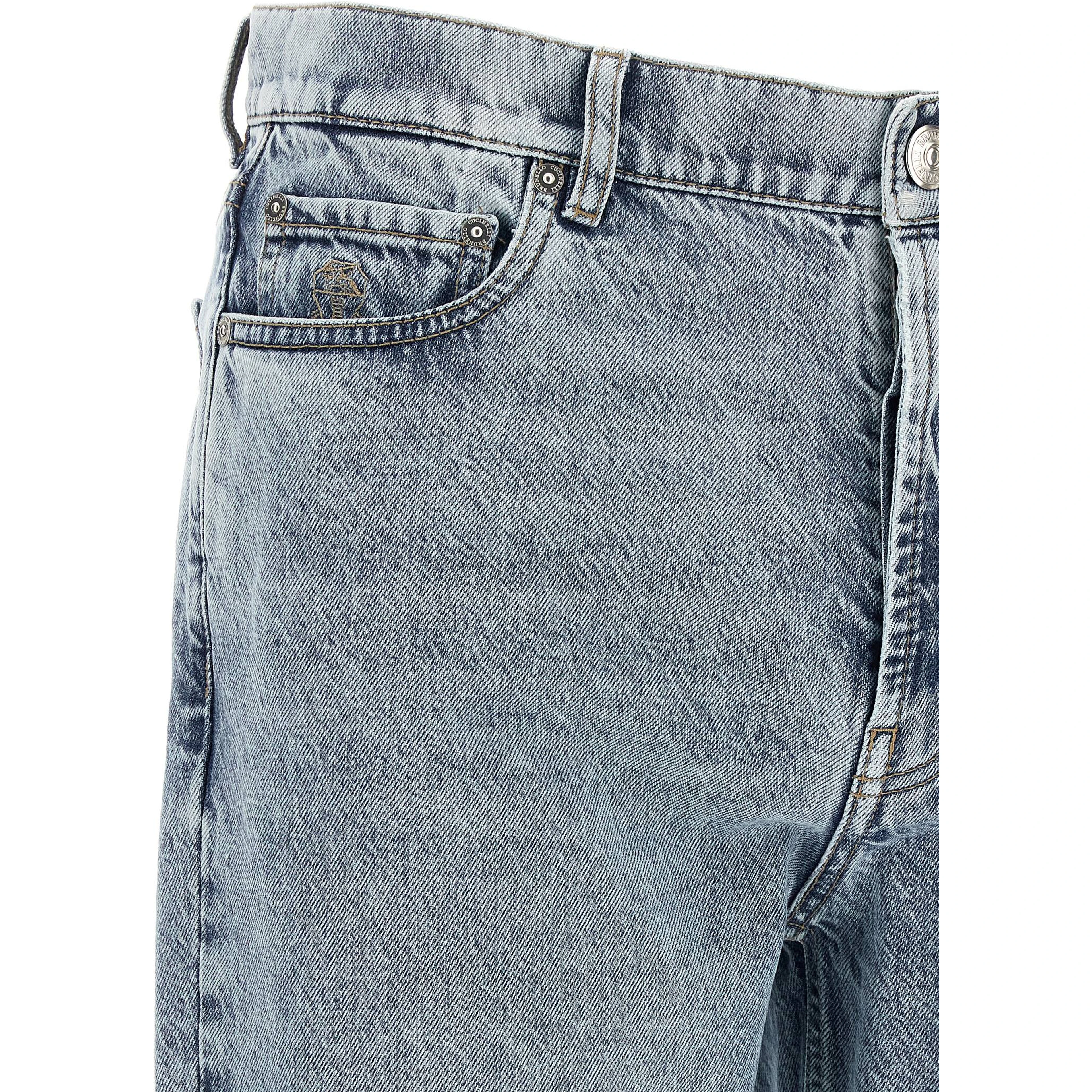 Blue Cotton High-Waisted Jean