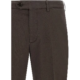 Brown Cotton Casual Pants