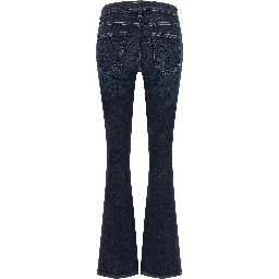 Blue Cotton Flared Jeans
