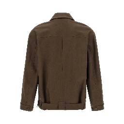 Brown Cotton Full-Length Jacket