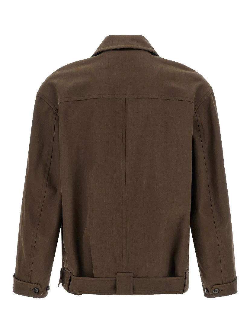 Brown Cotton Full-Length Jacket