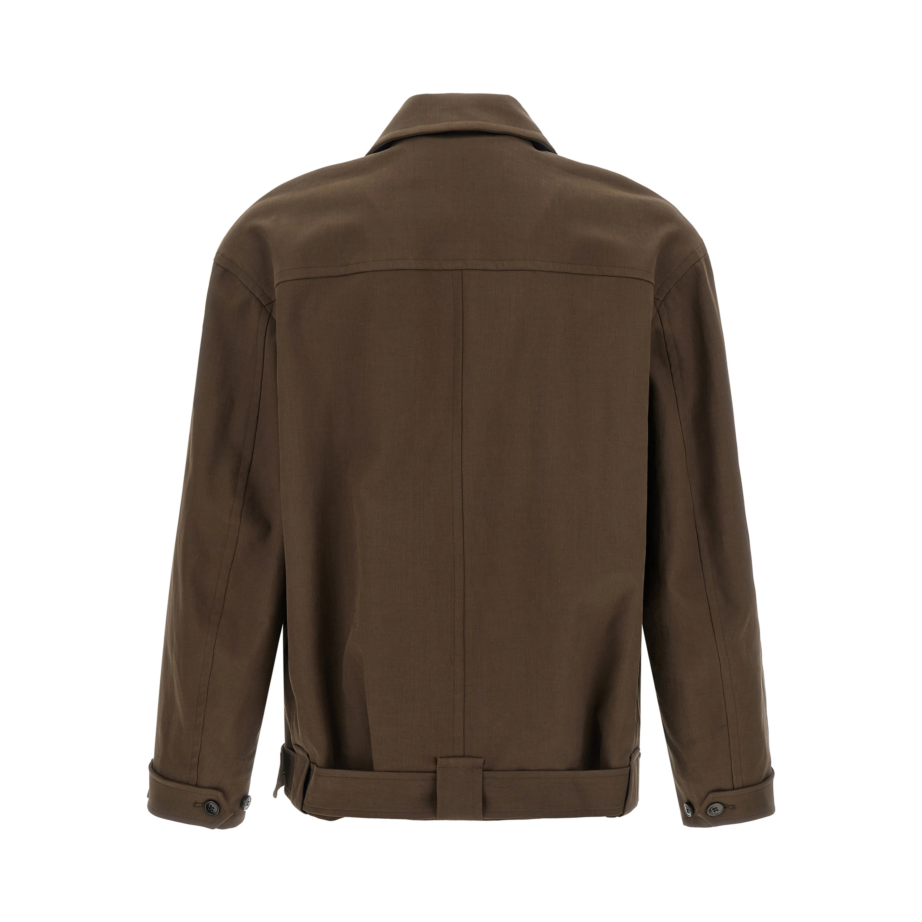 Brown Cotton Full-Length Jacket