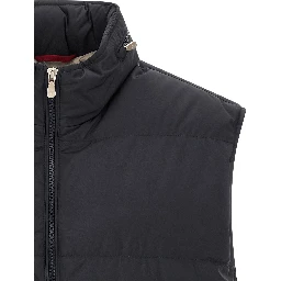 Blue Polyester Sleeveless Jacket