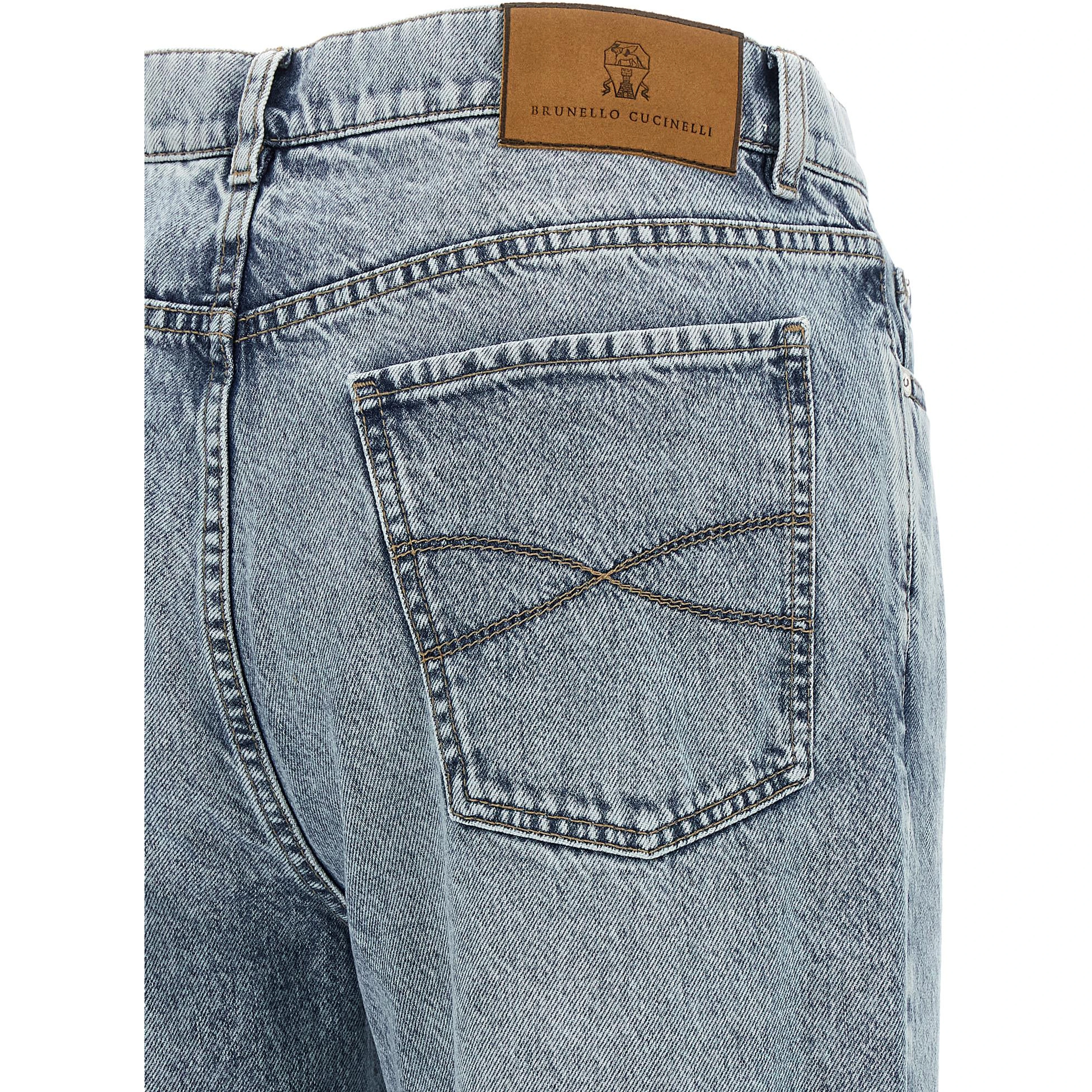 Blue Cotton High-Waisted Jean