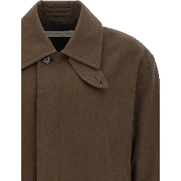 Brown Cotton Full-Length Jacket