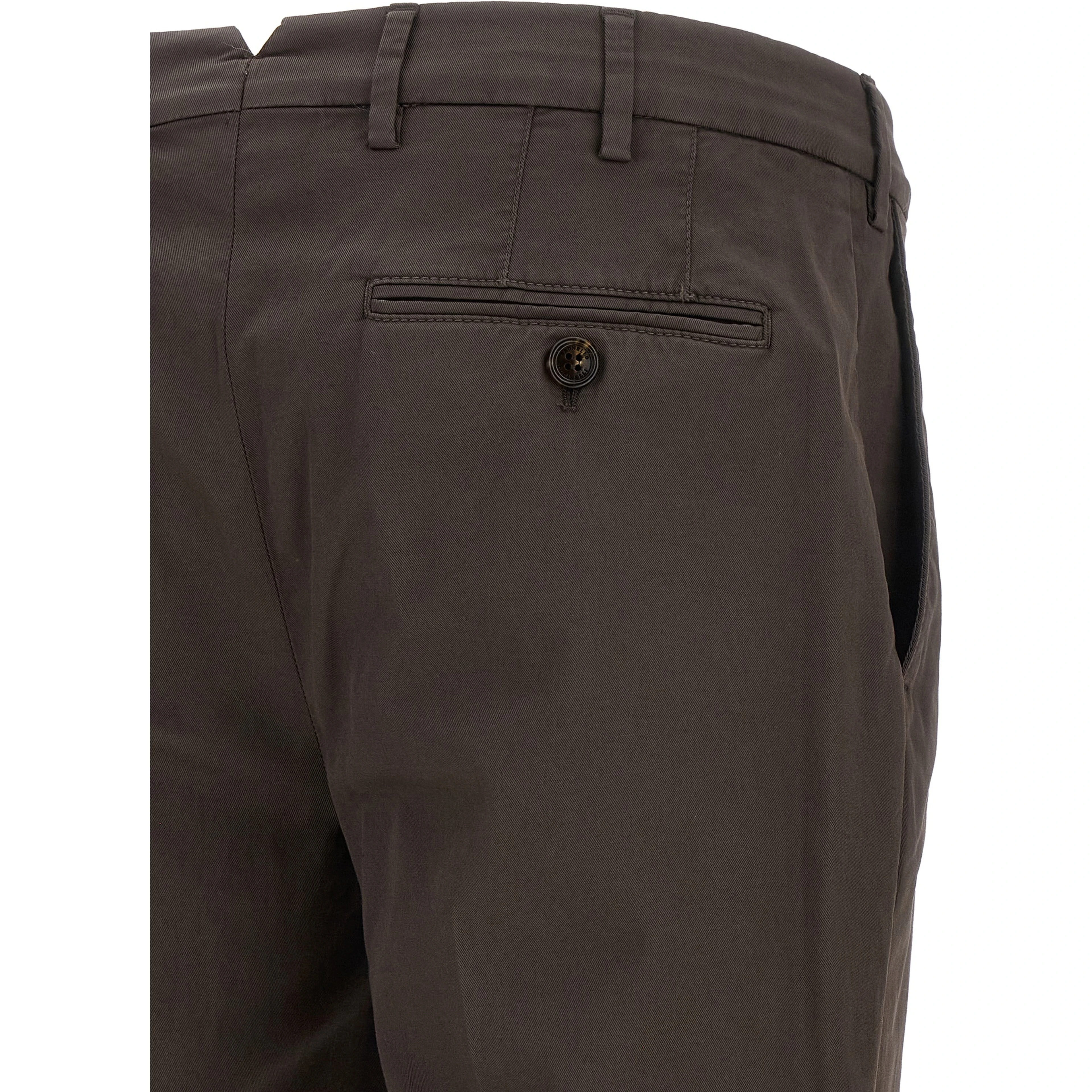 Brown Cotton Casual Pants