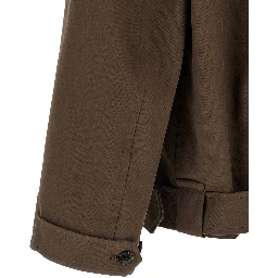 Brown Cotton Full-Length Jacket