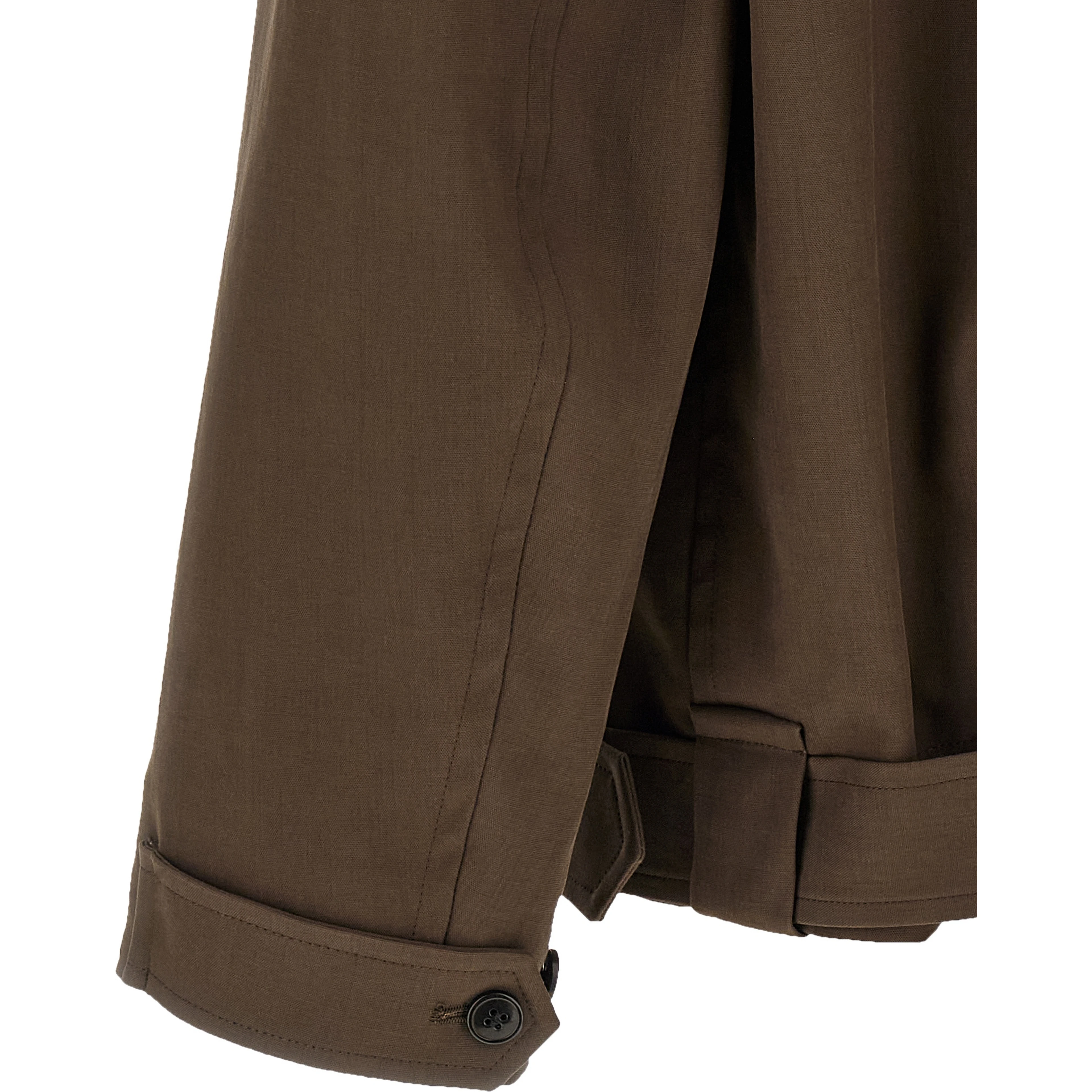 Brown Cotton Full-Length Jacket