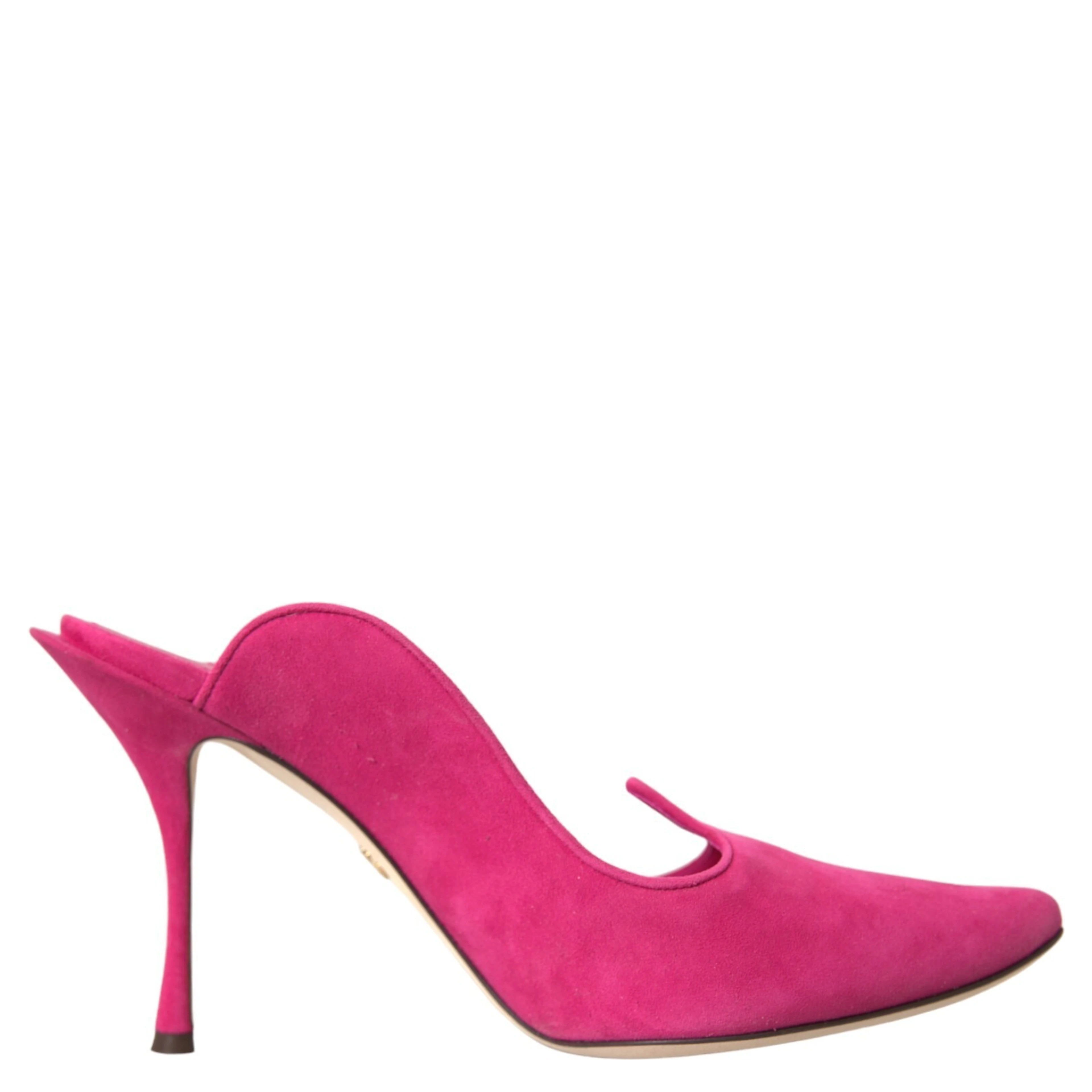 Fuchsia Suede Leather Mules Sandals Shoes