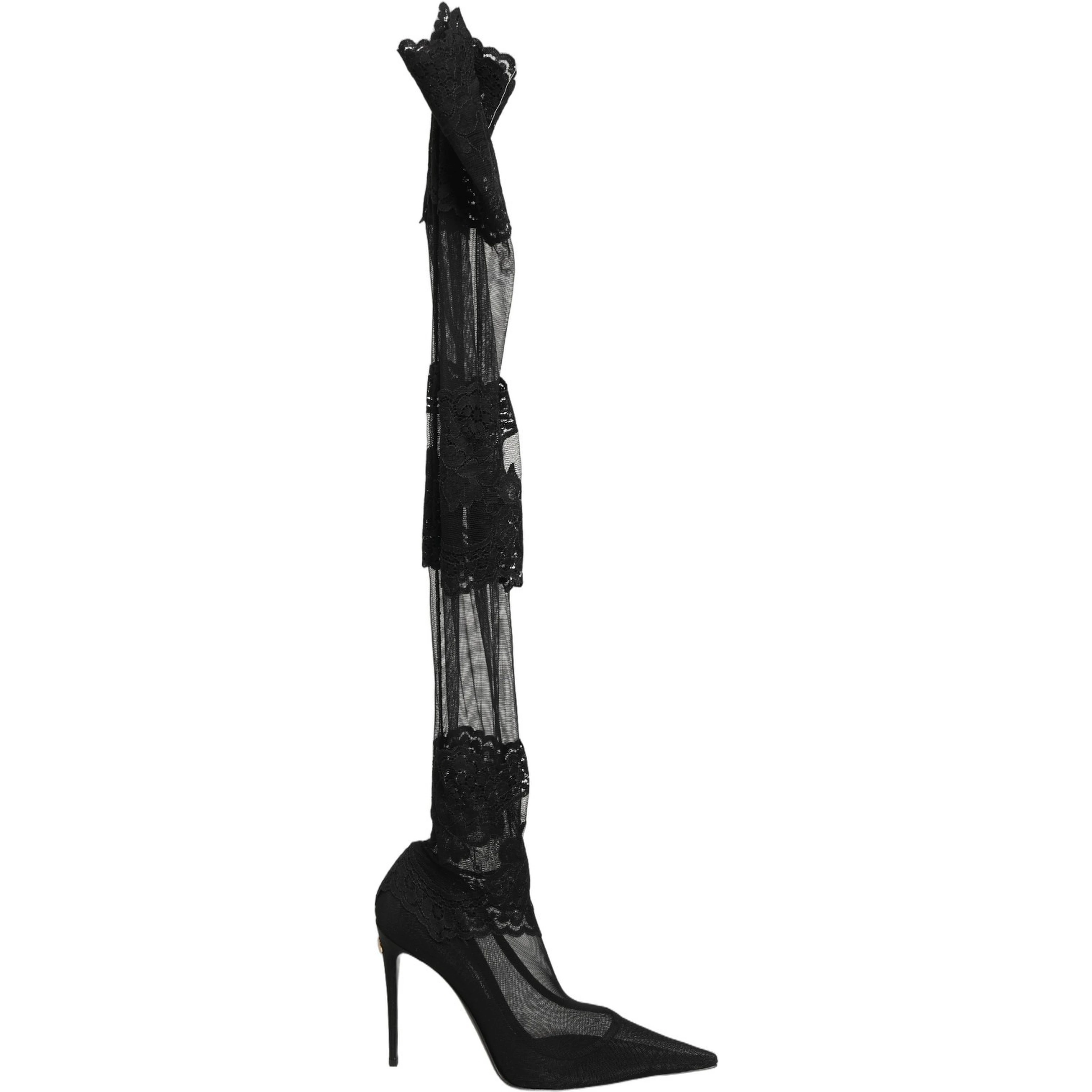 Black Over The Knee Sock Pumps Boots Shoes