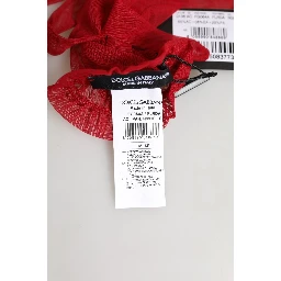 Red Acetate Sheer Elbow Length Mitten Gloves