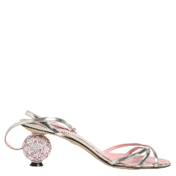 Pink Embellished Leather Ball-Heel Sandals Shoes